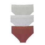 Suwen Lingerie Kadın Yüksek Bel Dantelli Slip Külot, 3'lü Paket, Çok Renkli, L Beden