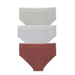 Suwen Lingerie Kadın Yüksek Bel Slip Külot, 3'lü Paket, Dantel Detaylı, Çok Renkli, M Beden