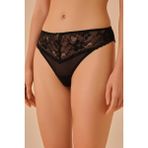 Suwen Liona Dantelli String Külot - Siyah - XL