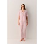 Suwen Misty Gömlek Yaka Pijama Takımı - Pembe