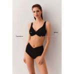 Suwen Önü Burgulu Balenli Toparlayıcı Bikini Üst - 38 - Siyah