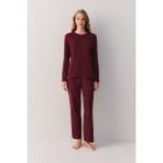 Suwen Pamuklu Comfort Pijama Takımı - Bordo