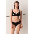 Suwen Pipe Biyeli Balenli Toparlayıcı Bikini Üst - 38 - Siyah