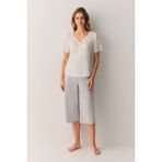 Suwen Pointella Kapri Pijama Takımı - Gri Melanj - XL