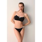 Suwen Retro Bağcıklı Bralet Bikini Üst - 40 - Siyah
