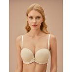 Suwen Super Push Up Destekli Straplez Balenli Sütyen Ten Renkli Dikişsiz Rahat Kumaş - 80B