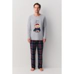 Suwen Teddy Bear Erkek Pijama Takımı - Lacivert