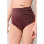 Suwen Yüksek Bel Drapeli Bikini Alt - 38 - Mürdüm