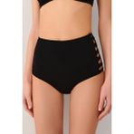 Suwen Yüksek Bel Yanı Biyeli Bikini Alt - Siyah - 38