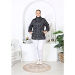 Suya Dayanıklı Mont, Bonded Trençkot, Mevsimlik , Baskılı Mont, Desenli ,yağmurluk, Astarlı Beyaz - Siyah - 50