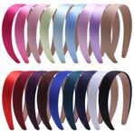 Suyegirl 18 paket saten saç bantları kadınlar için 3CM kızlar Hairbands 1.2 inç geniş renkli şerit saç bandı zanaat kafa bandı seti kadınlar için kaymaz