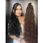 Suzan Peruk 70 cm Bağlamalı Kabarık Dalgalı At Kuyruğu - Koyu Kahve