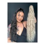 Suzan Peruk Soğuk Sarı Afro Dalgalı Tokalı Mandallı Postiş At kuyruğu Ekstra uzun 70cm