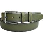 Süzer Deri 4 cm Klasik Deri Dikişli Model Erkek Kemer Haki Yeşil - 105 cm