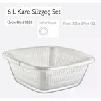 Süzgeç Seti (Süzgeç+Badya Leğen), Kare, Şeffaf, 6 L