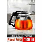 Süzgeçli French Press Cam Demlik 1100 Ml Bitki Çayı Demliği 722243