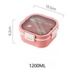 Suzhou Xiang 1200 ml Sızdırmaz, 4 Bölmeli Bento Tarzı Öğle Yemeği Kutusu Ankastre Gereç Seti, Pembe (Yurt Dışından)