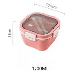 Suzhou Xiang 1700 ml Sızdırmaz, 4 Bölmeli Bento Tarzı Öğle Yemeği Kutusu Ankastre Gereç Seti, Pembe (Yurt Dışından)