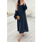 Suziş SİYAH RENK ASKILI ELBİSE GÖMLEK İKİLİ TAKIM 51153