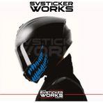 Sv Sticker Works Ağız Diş Köpekbalığı Sticker Kask Vizör Sticker Tüm Kasklar Uyumlu 2 Adet Sağ Sol - Mavi - SVSTICKERWORKS