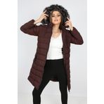 S&V TEKSTİL Kadın Kapalı Bordo Renk Şişme Uzun Mont