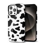 Svanove iPhone 15 Pro Max Kılıf Leopar Çita Baskı, Hibrit 2'si 1 Arada Koruma İnce İnce Yumuşak Silikon Kılıf Kadın Kız İnek Siyah