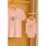 SVART WEAR Anne Bebek Çocuk Kombin Pamuklu Oversize Tshirt Tişört+Pamuklu Çıtçıtlı Body Zıbın TEKLİ FİYAT