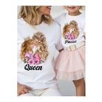 SVART WEAR Anne Kız Kombin Tişört Takımı T-Shirt Twin Anne Kız Çoçuk Queen Princess(TEKLİ FİYAT)