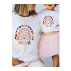 SVART WEAR Anne Kız Kombin Tişört Takımı T-Shirt Twin Kız Çocuk Anne Geometrik Grafik Kalp (TEKLİ FİYAT)
