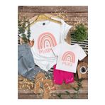 SVART WEAR Anne Kız Kombin Tişört Takımı T-Shirt Twin Kız Çocuk Anne geometrik kalp (TEKLİ FİYAT)