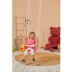 Svava Plus Ahşap Bebek Salıncak, Tavana Asılan Çocuk Salıncağı Kırmızı & Beyaz