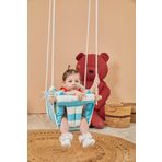 Svava Plus Ahşap Bebek Salıncak, Tavana Asılan Çocuk Salıncağı Turkuaz & Beyaz