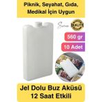 Svein 12 Saat Süreli 560 gr Jel Dolu Buz Aküsü Plastik Soğuk Zincir Gıda Yiyecek Uzun Süre Koruma 10 Adet - Beyaz - 560 ml