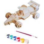 Svein 3D Kendin Yap Ahşap Puzzle Yarış Arabası Maket Çocuk Aktivite Boya ve Fırça Hobi Seti Yapboz Oyuncak