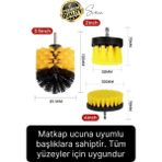 Svein 3'lü Matkap Ucu Temizleme Fırça Seti Jant Fayans Mermer Küvet Koltuk Çok Amaçlı Temizlik