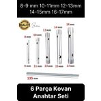 Svein 6 Parça Kovan Tipi Lokma Anahtarı Buji Boru Seti Civata Çinko Kaplı Lavabo Montaj 8-17 mm Arası