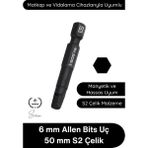Svein #allen 6 mm Allen Bits Uç 5 cm S2 Çelik Profesyonel Alyan Tornavida Ucu Manyetik Altıgen Vida Sökme Takma Matkap Şarjlı Vidalama Uyumlu Black Pro Series Dayanıklı Hassas Uzun Ömürlü El Aleti Aparatı - 1 - 000-Siyah
