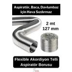 Svein Alüminyum Kopmaz Yırtılmaz Ankastre Baca Aspiratör Davlumbaz Şofben Havalandırma Borusu 2 mt 127 mm