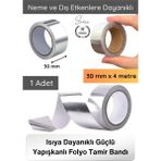 Svein #alüminyumbant Alüminyum Bant 30 mm x 4 Metre Isıya Dayanıklı Güçlü Yapışkanlı Folyo Tamir Bandı Klima Baca Havalandırma Fırın Boru Izolasyon Onarım Sızdırmazlık Metal Yüzey Tamirat Bandı - Gri - 1 Adet