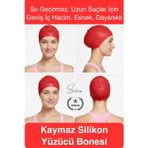 Svein #Bone Su Geçirmez Kaymaz Silikon Yüzücü Bonesi Yüzme Şapkası Uzun Saç Yetişkin Esnek Havuz Deniz