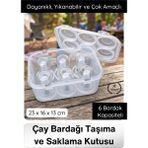 Svein #çaybardağı Çay Bardağı Taşıma ve Saklama Kutusu Organizer Pratik Bardak Düzenleyici Kamp Piknik - Şeffaf - 1