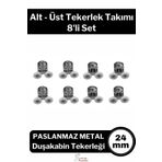 Svein Dayanıklı Duşakabin Tekerleği Alt Üst Sürgülü Cam Kabin Tekeri Rulman Metal Gövdeli 8 li Set