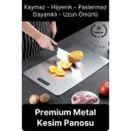 Svein Deluxe Paslanmaz Çelik Et Meyve Kesme Tahtası Hijyenik Mutfak Gereci Antibakteriyel Kaymaz Şık - 1 Adet