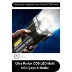 Svein #ElFeneri El Feneri Ultra Parlak COB LED Multi USB Şarjlı 4 Modlu Şarj Göstergeli Kamp Piknik Işıldak Acil Durum SOS Yan Panel Güçlü Aydınlatma Taşınabilir Ergonomik Dayanıklı Projektör