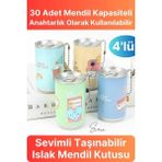 Svein Fenomen Sevimli Teneke Kutu Görünümlü Islak Mendil Saklama Kutusu Kabı Anahtarlk Çanta Süsü 4'lü
