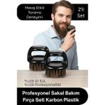 Svein #fırça Profesyonel Berber Sakal Bakım Fırça Seti Doğal At Kılı Karbon Plastik Ergonomik Çiftli Ense Temizleme Masaj Şekillendirme Kompakt Dayanıklı Kişisel Hijyen Grooming Aksesuar Çok Fonksiyonlu - 1