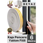 Svein Güçlü Kendinden Yapışkanlı Kapı Pencere Soğuk Hava Geçirmez Yalıtım İzolasyon Beyaz Fitil 6 Metre