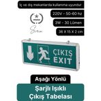 Svein Işıklı Aşağı Çift Yönlü Acil Çıkış Exit Tabelası Şarjlı Yönlendirme Parlayan Armatür Uyarı Levhası