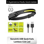 Svein #kafafeneri Sensörlü USB Şarjlı Kafa Lambası Cob LED 5 Aydınlatma Modlu Güçlü Işıldak Dahili Pilli Ayarlanabilir Bantlı Kötü Koşullara Dayanıklı Kamp Balıkçılık Tamir Outdoor Çalışma Feneri - 1