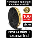 Svein Kalın Kauçuk 2X50=100 mt Ekstra Uzun Siyah Kapı Pencere Fitili Soğuk Koruyucu Geçirmez Izolasyon